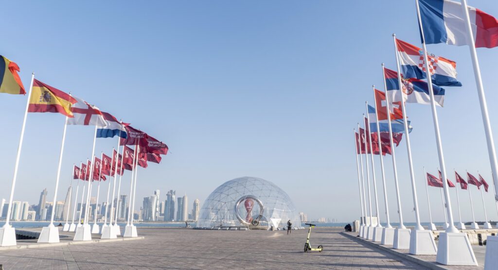 World Cup 2022 flags on the Doha Corniche