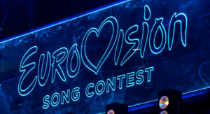 Stage lighting displaying the Eurovision Song Contest logo.