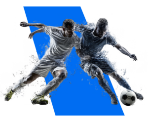Two footballers compete for the ball