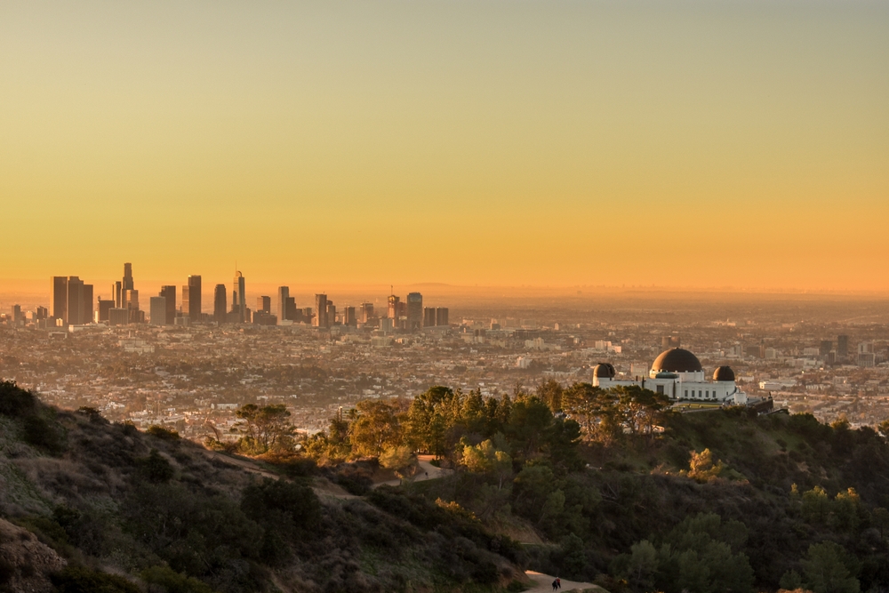 Los Angeles at sunrise with Griffith observatory