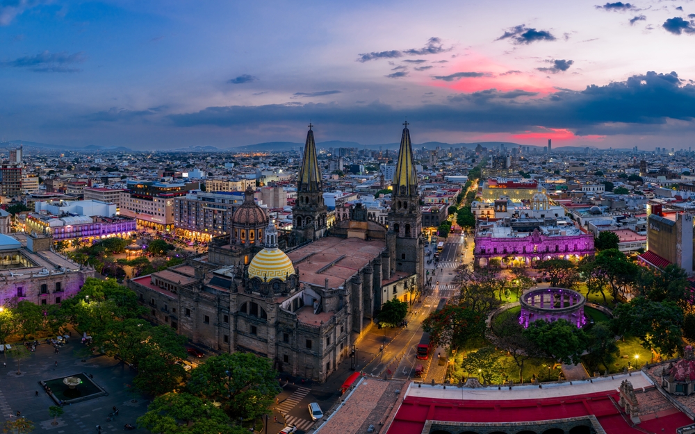 An aerial view of Guadalajara Cathedral