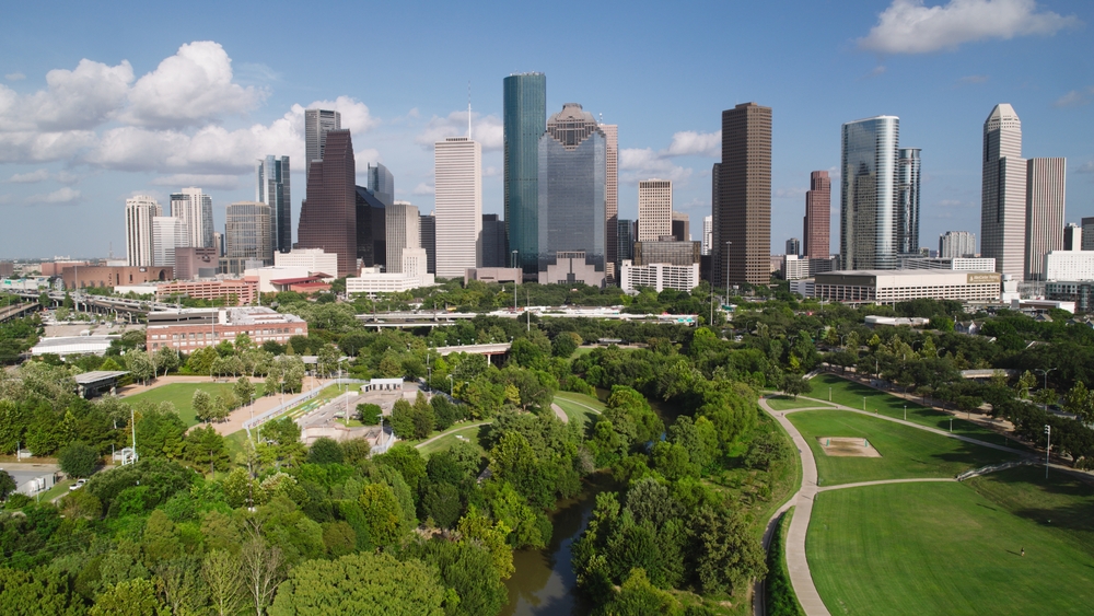 Aerial View Shot of Houston TX, Texas, USA, day
