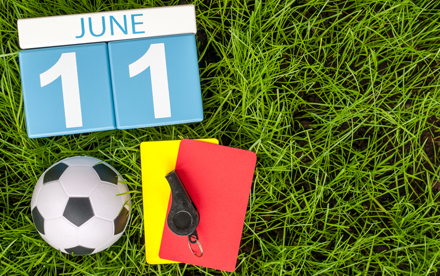Calendar with soccer ball and cards