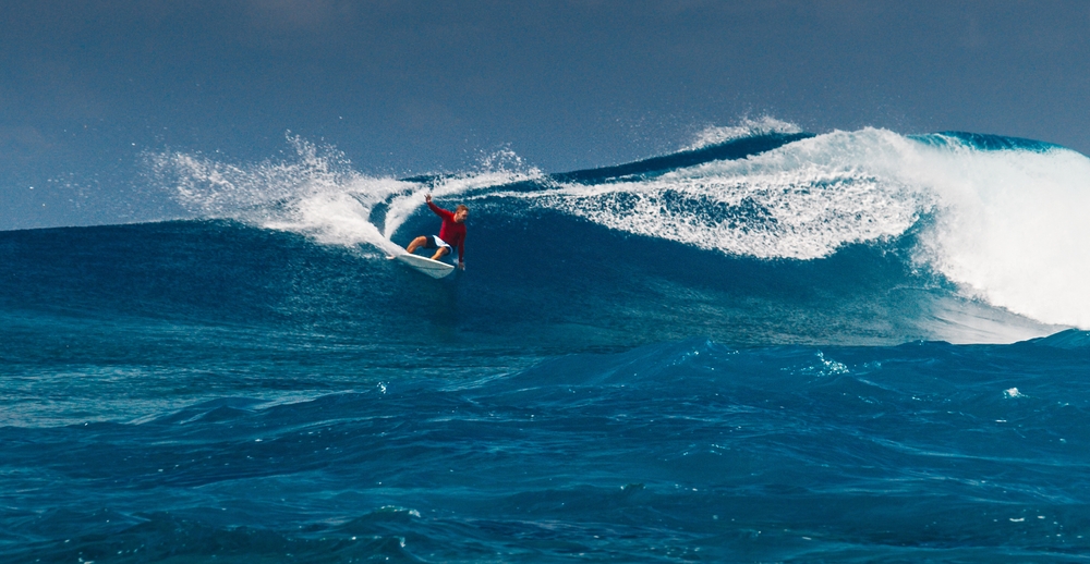 A lone surfer on a wave