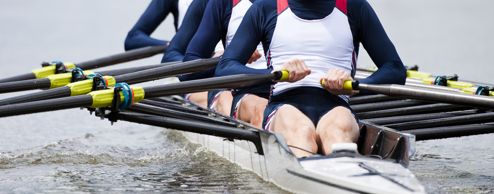 Close up of rowing team
